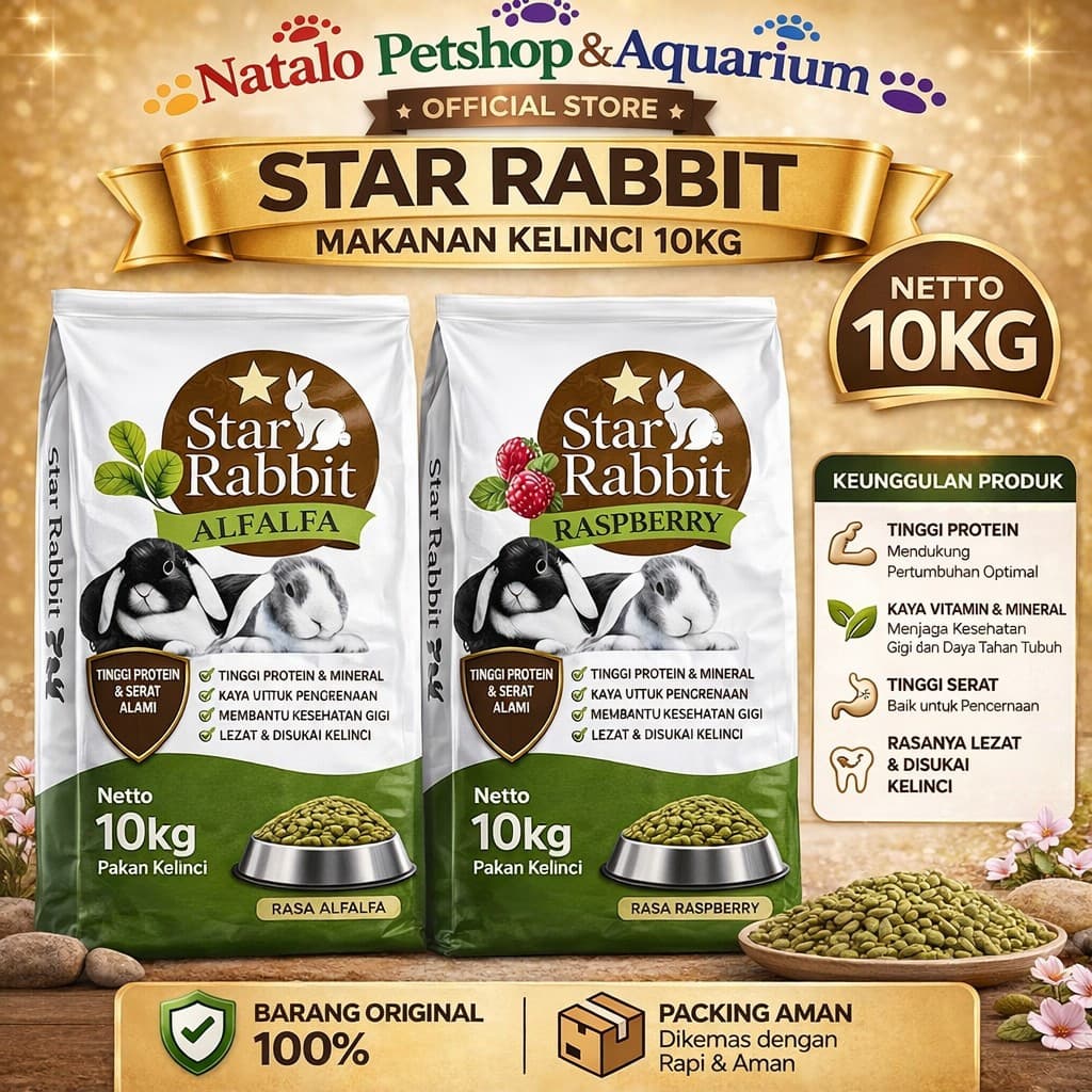 Star Rabbit 10 KG - Makanan Kering Dry Food Pelet Kelinci Murah Berkualitas Freshpack 10KG - gambar 1