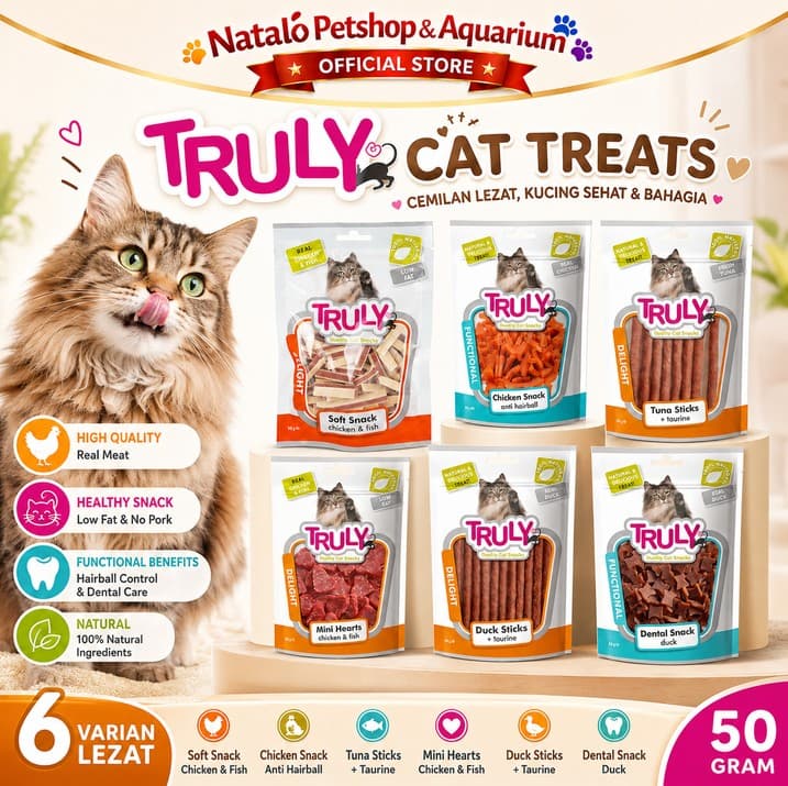 Truly Cat Treats 50GR - Snack Cemilan Kucing All Life Stages Segala Usia Ras Jajan Jajanan Treat Stick Chicken Tuna Duck Anti Hairball Assorted Treats 50 GR