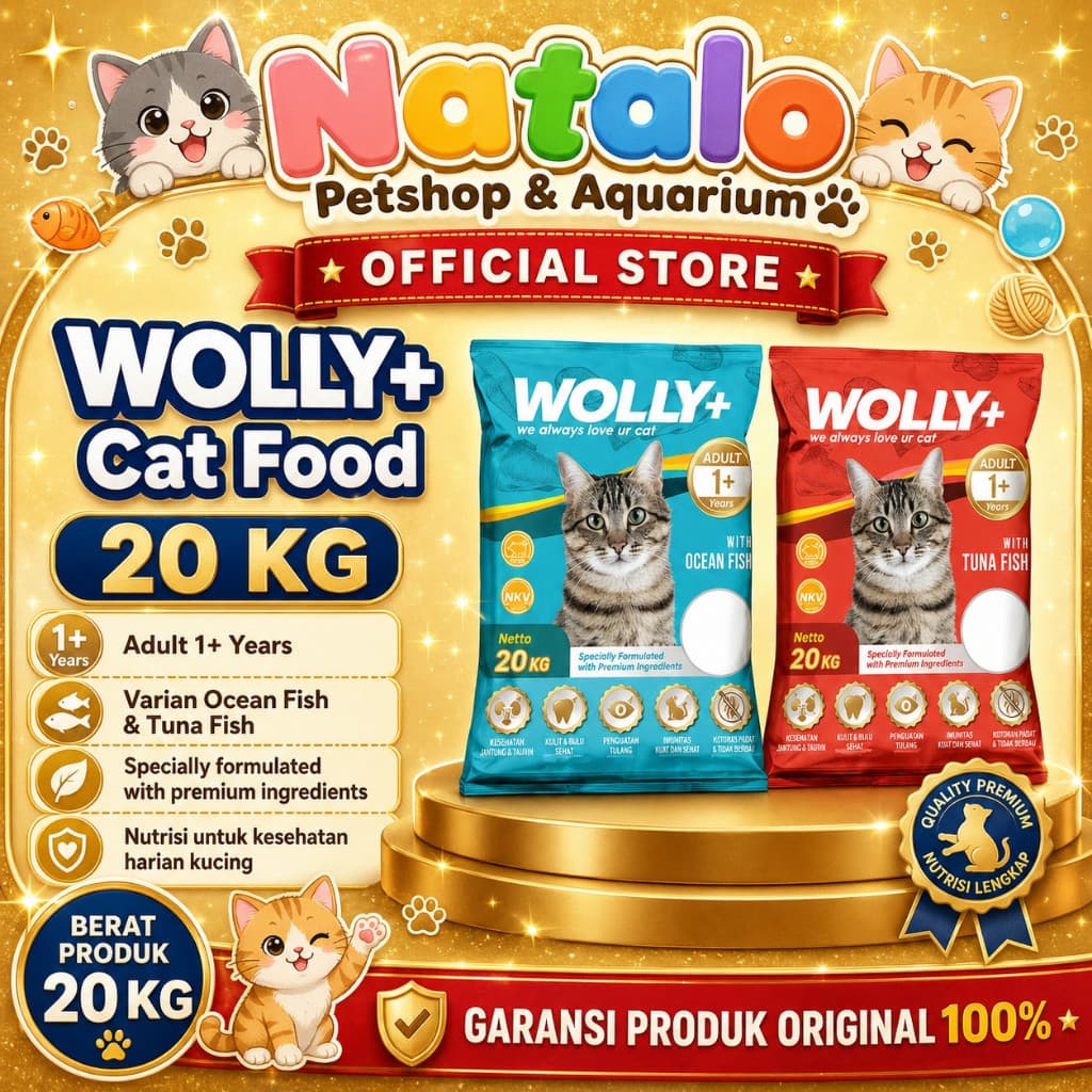 Wolly+ Adult Cat Food Tuna / Ocean Fish 20 KG - Makanan Kering Kucing Dewasa Wolly Plus 20KG - gambar 1