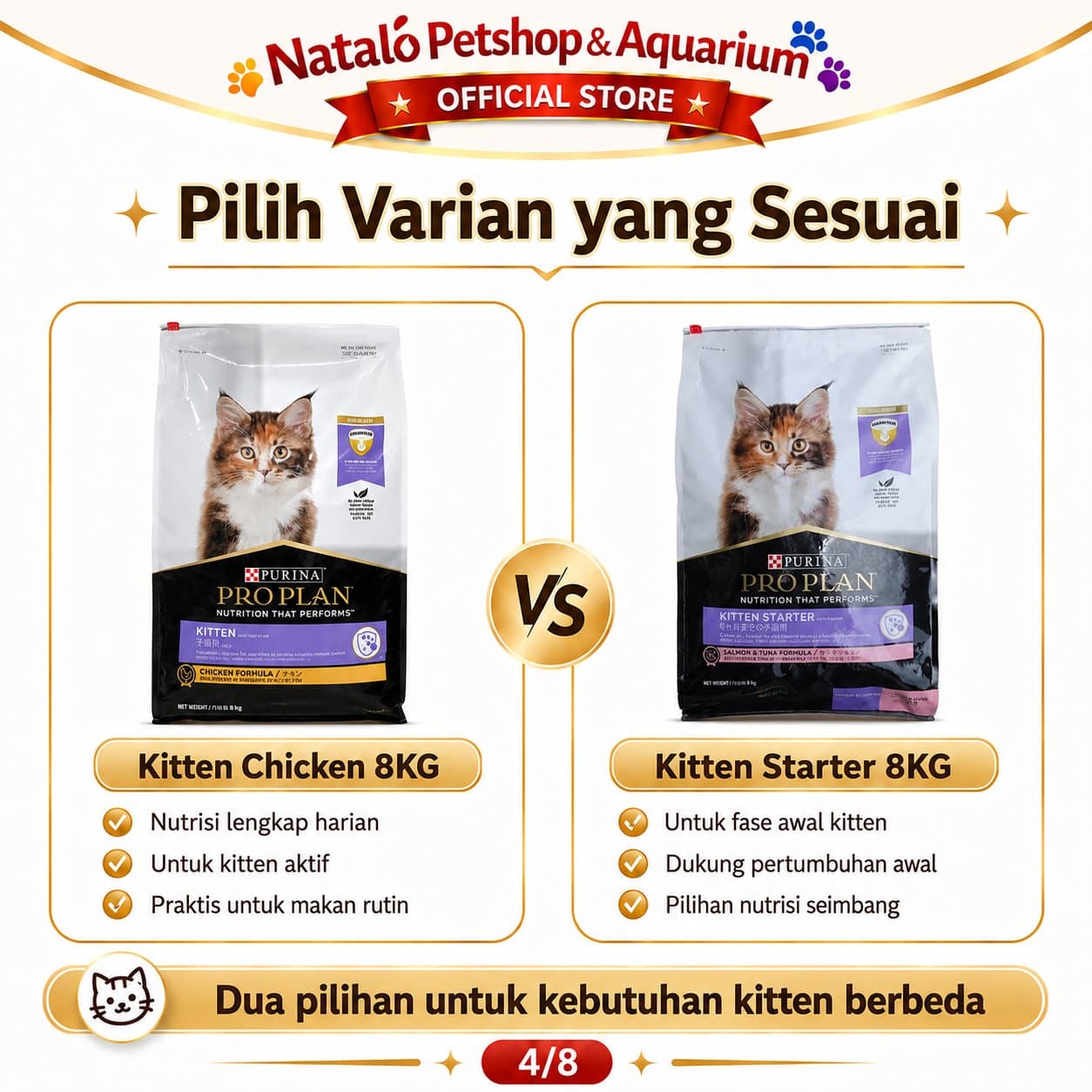 PRO PLAN Kitten Starter / Kitten Chicken 8KG Cat Food - Makanan Bayi dan Anak Kucing Buat Gemuk PROPLAN 8 KG - gambar 2