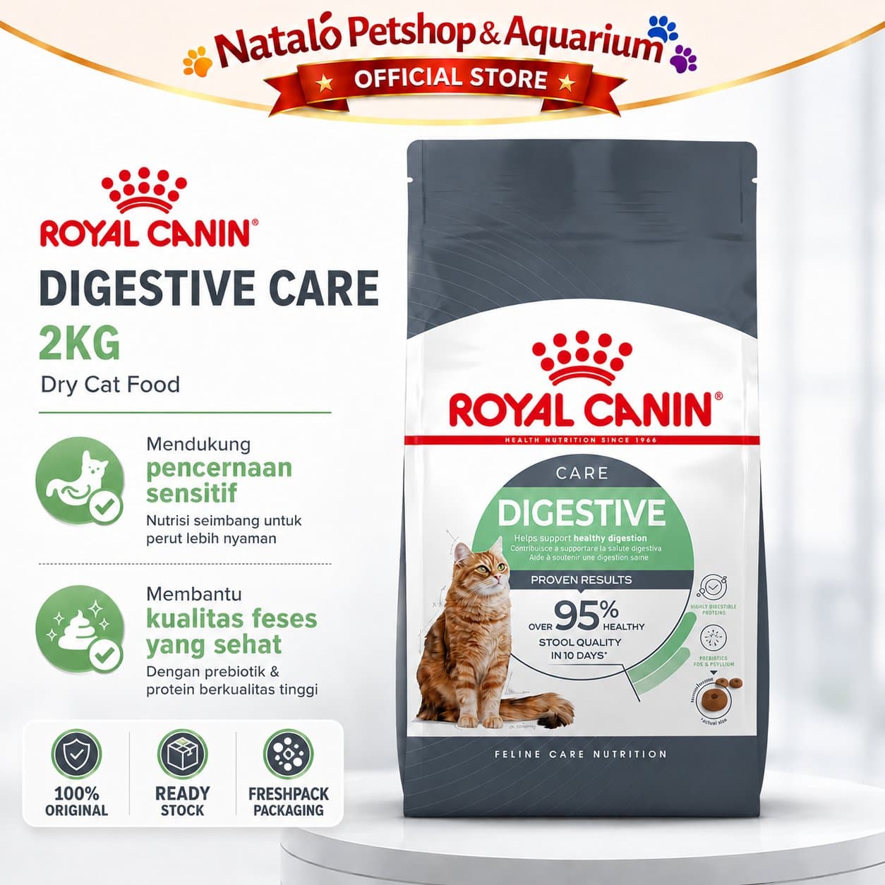 Royal Canin Digestive Care Dry Cat Food 2KG - Makanan Kucing Dewasa untuk Pencernaan 2 KG - gambar 1