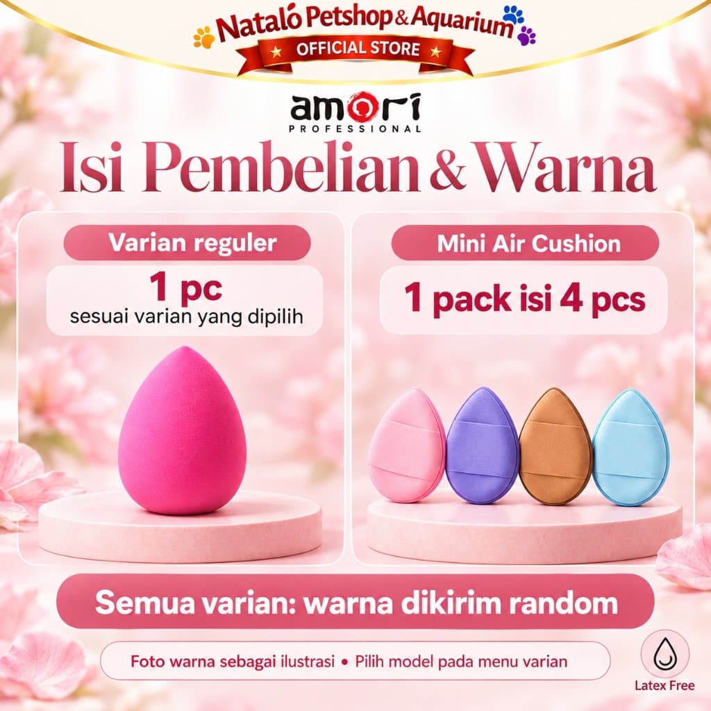 AMORI Puff Makeup Spons Bedak - Powder Puff, Air Cushion Puff, Mini Puff & Sponge Foundation - gambar 9