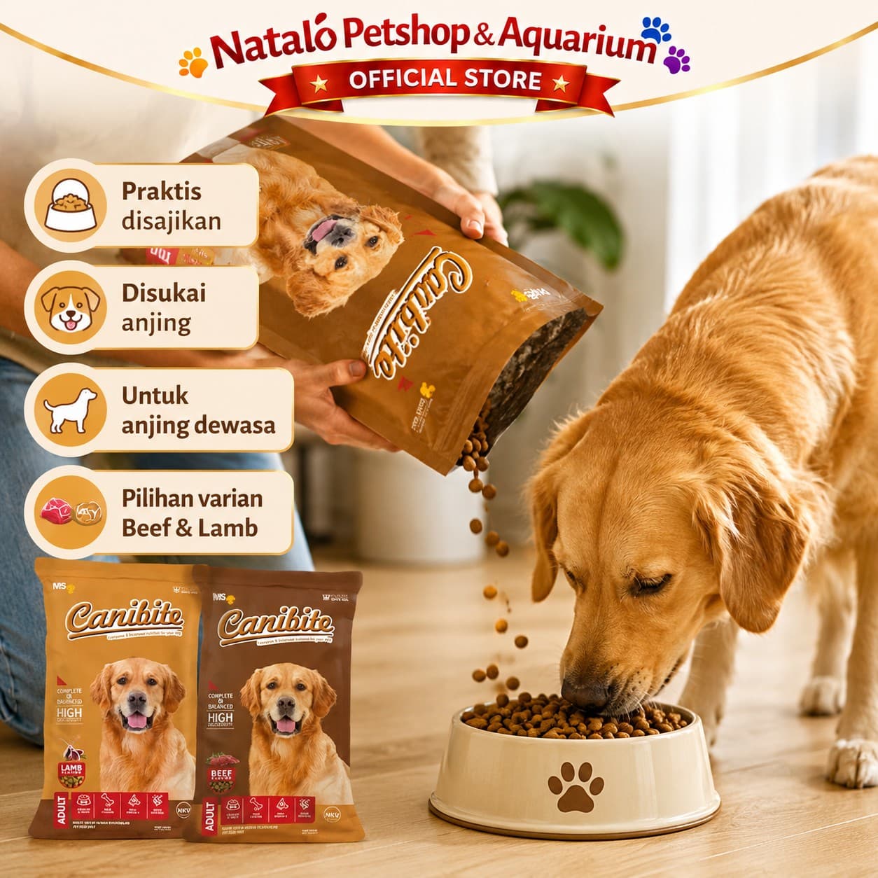 Canibite Adult Dry Dog Food Beef / Lamb 1KG - Makanan Kering Anjing Dewasa 1 KG - gambar 5