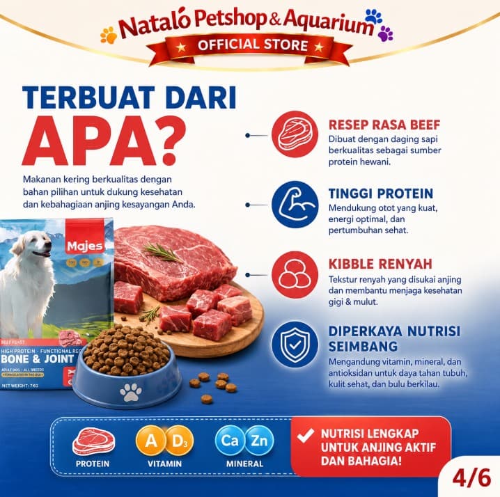 MAJES High Protein Bone & Joint Care Beef Feast Adult Dog Food 7 KG - Makanan Anjing Dewasa 7KG - gambar 4