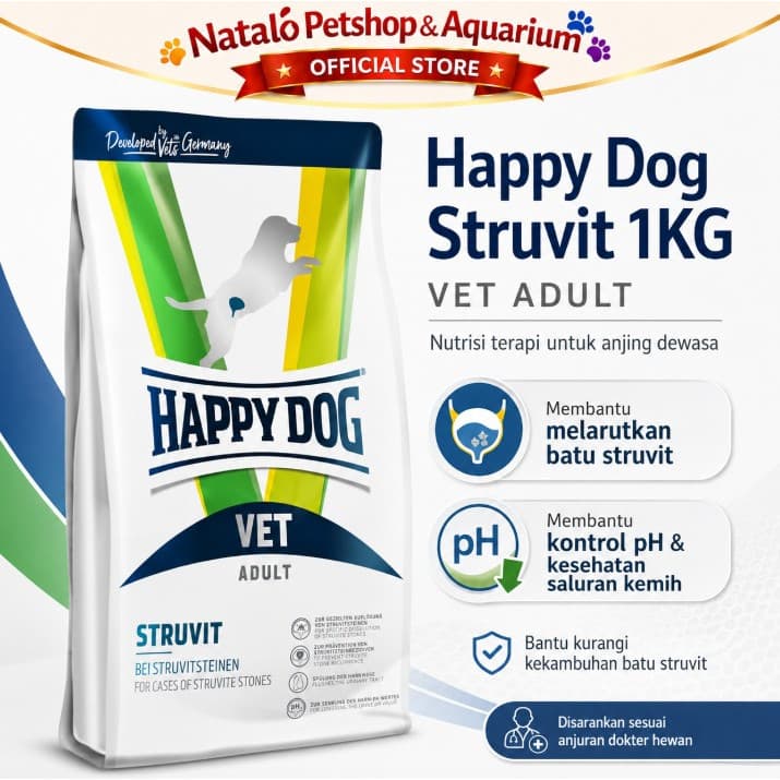 Happy Dog Vet Struvit 1KG Urinary S/O Adult Dog Food - Makanan Anjing Dewasa untuk Pengobatan Saluran Kencing Kemih FLUTD 1 KG - gambar 1