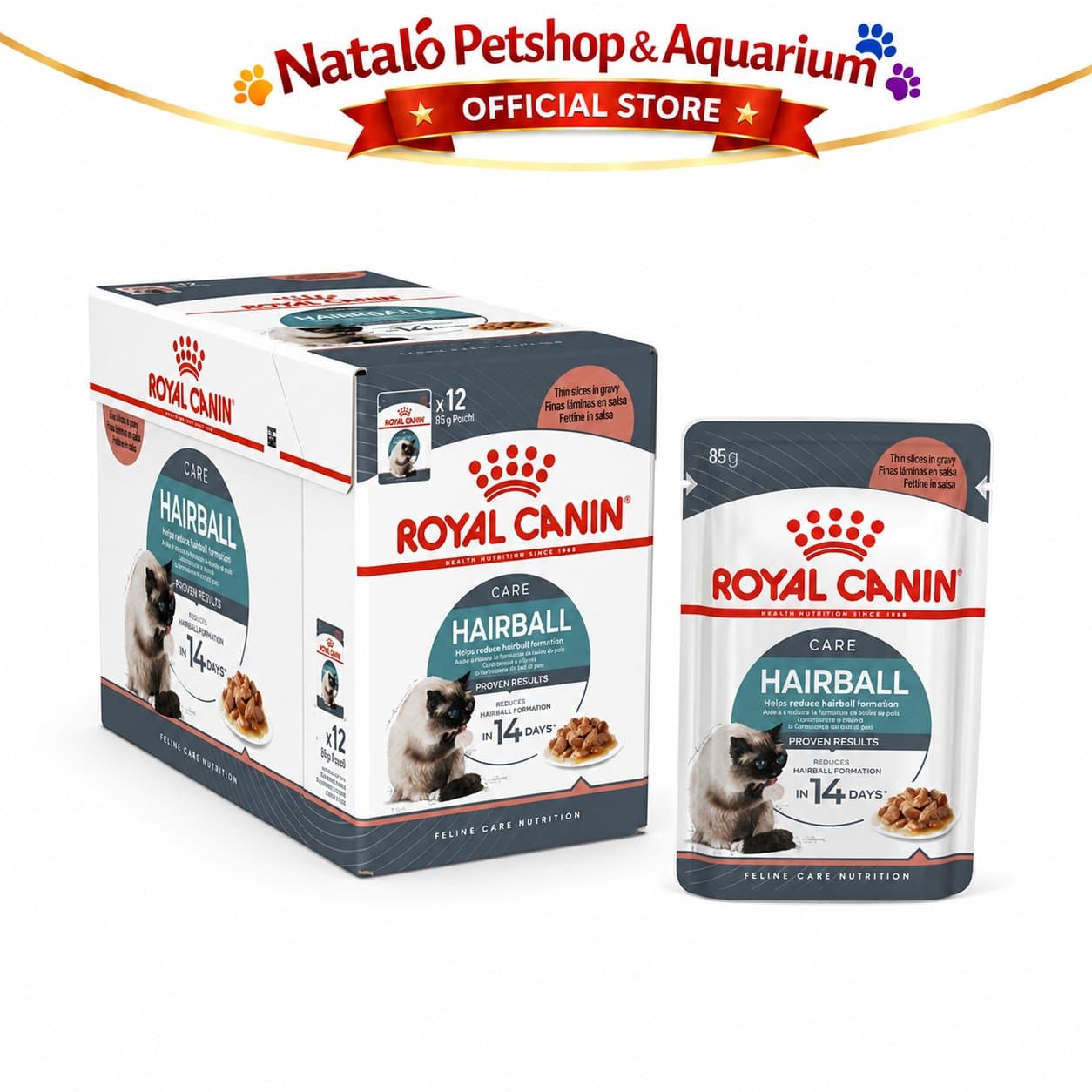 Royal Canin Hairball Care Pouch Wet Cat Food 1 BOX isi (12pcs X 85gr) - Makanan Basah Saset Kucing untuk Hair Ball - gambar 6