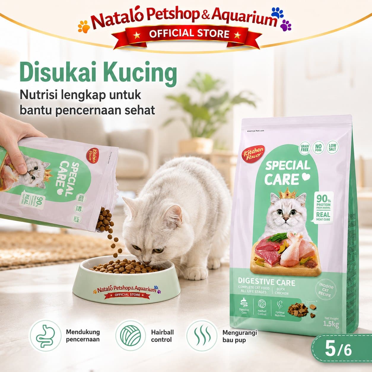 Kitchen Flavor Special Care Digestive Care 1.5KG All Life Stages - Makanan Kucing Semua Umur untuk Pencernaan 1.5 KG - gambar 5