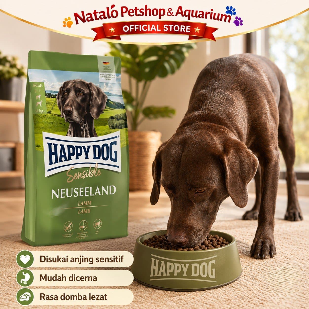 Happy Dog Sensible Neuseeland Lamb 11KG Adult Dog Food - Makanan Anjing Dewasa Ras Besar Rasa Domba 11 KG Super Premium - gambar 5
