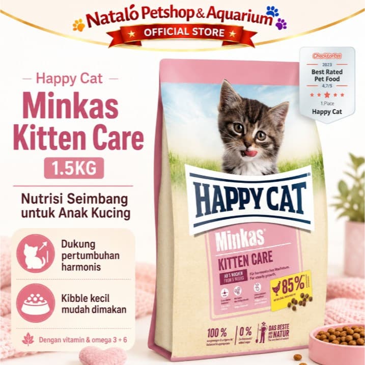 Happy Cat Minkas Kitten Care 1.5 KG - Makanan Anak dan Ibu Kucing Hamil Mother Baby Cat 1.5KG