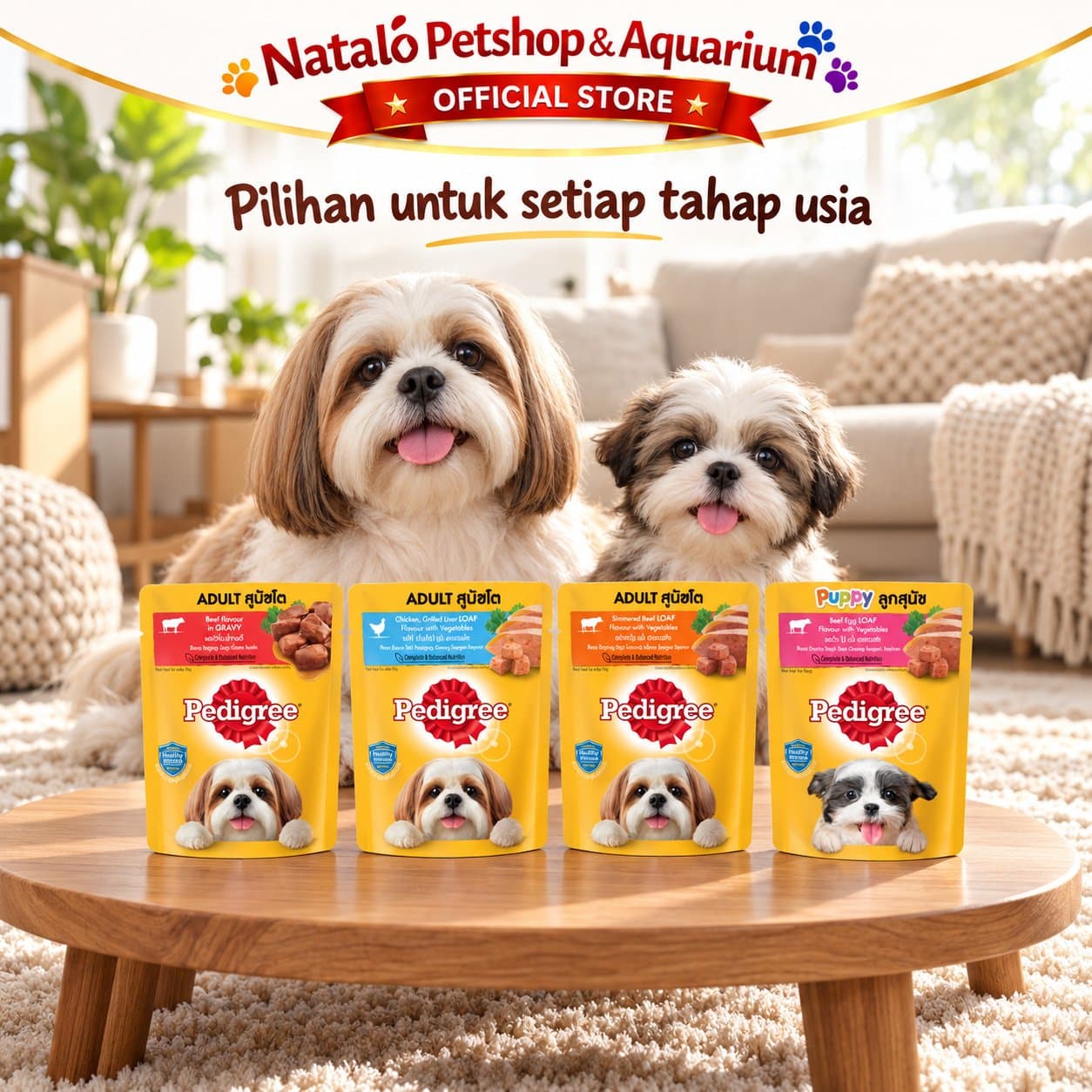Pedigree 80GR Makanan Anjing Basah Pouch Adult & Puppy | Beef Gravy, Chicken Liver, Beef Loaf, Beef Egg | Wet Dog Food 80 GR - gambar 5