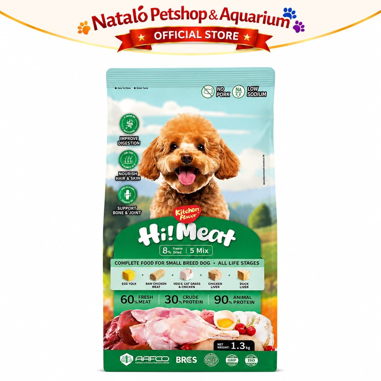 Kitchen Flavor Hi!Meat Complete Dog Food for Small Breed All Life Stages 1.3KG - Makanan Anjing Semua Umur Ras Kecil Mini Hi Meat / Hi-Meat / Hi! Meat / Himeat 1.3 KG - gambar 6
