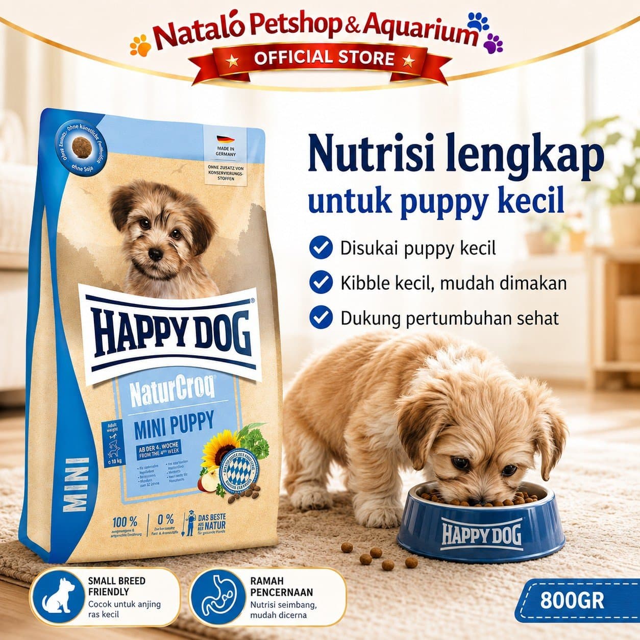 Happy Dog NaturCroq Mini Puppy 4KG Small Breed Dog - Makanan Anak Anjing Ras Mini Kecil 4 KG - gambar 5