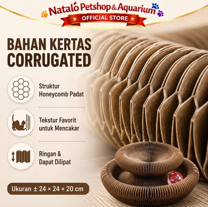 Mainan Cakaran Kucing KQ 439 Brown Cat Scratch Box Papan Garuk Cakar Kitten Adult Anak Kucing Dewasa Main Interactive Toy Free Bola Lonceng - gambar 4