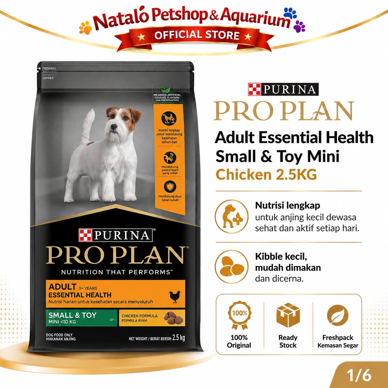 Pro Plan Dog Adult Small & Mini Chicken 2.5KG - Makanan Anjing Kecil ProPlan Toy Breed Dewasa Premium Food - gambar 1
