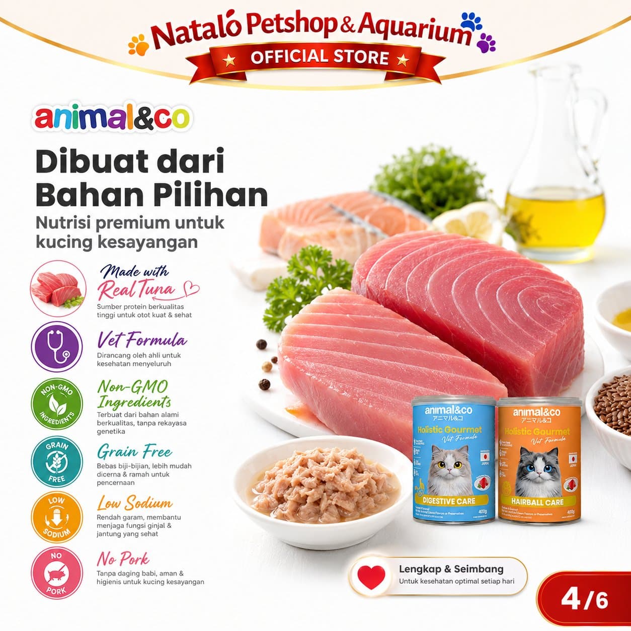 Animal&Co Functional Holistic Gourmet Vet Formula Grain Free 400GR All Life Stages - Makanan Kaleng Kucing Semua Umur 400 GR - gambar 4