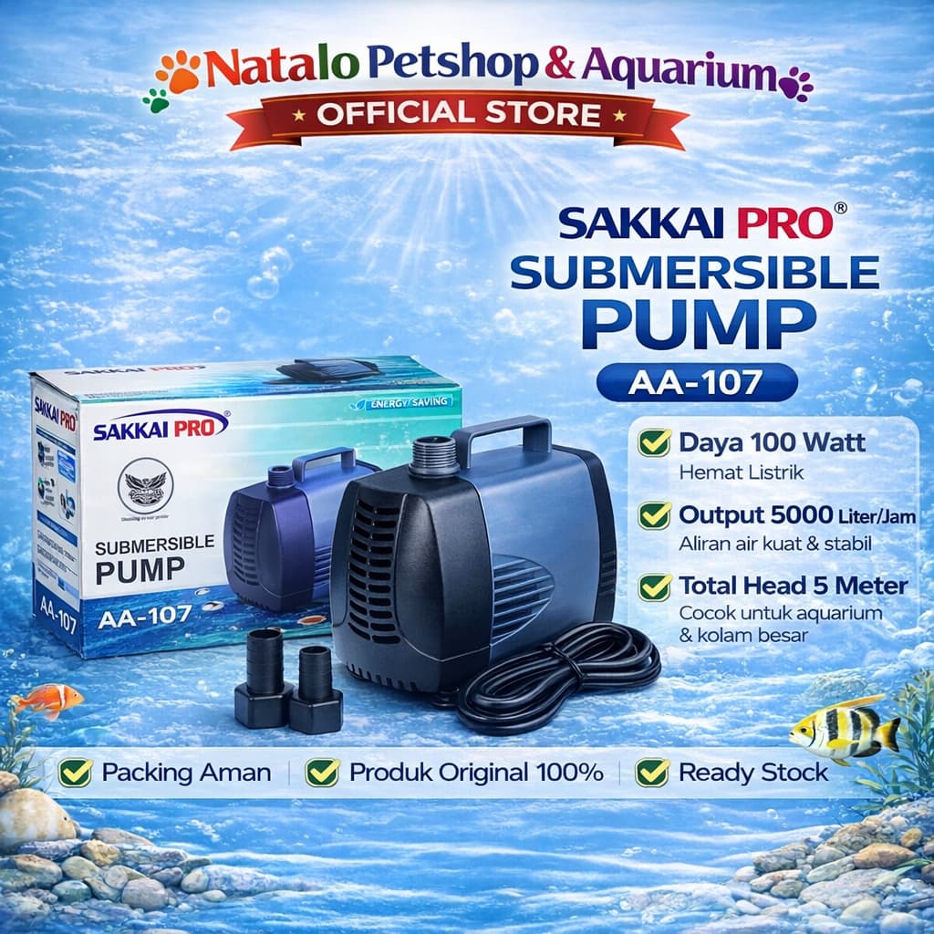 Sakkai Pro AA 107 Submersible Pump - Mesin Pompa Celup Aquarium Kolam Hidroponik AA-107 - gambar 1