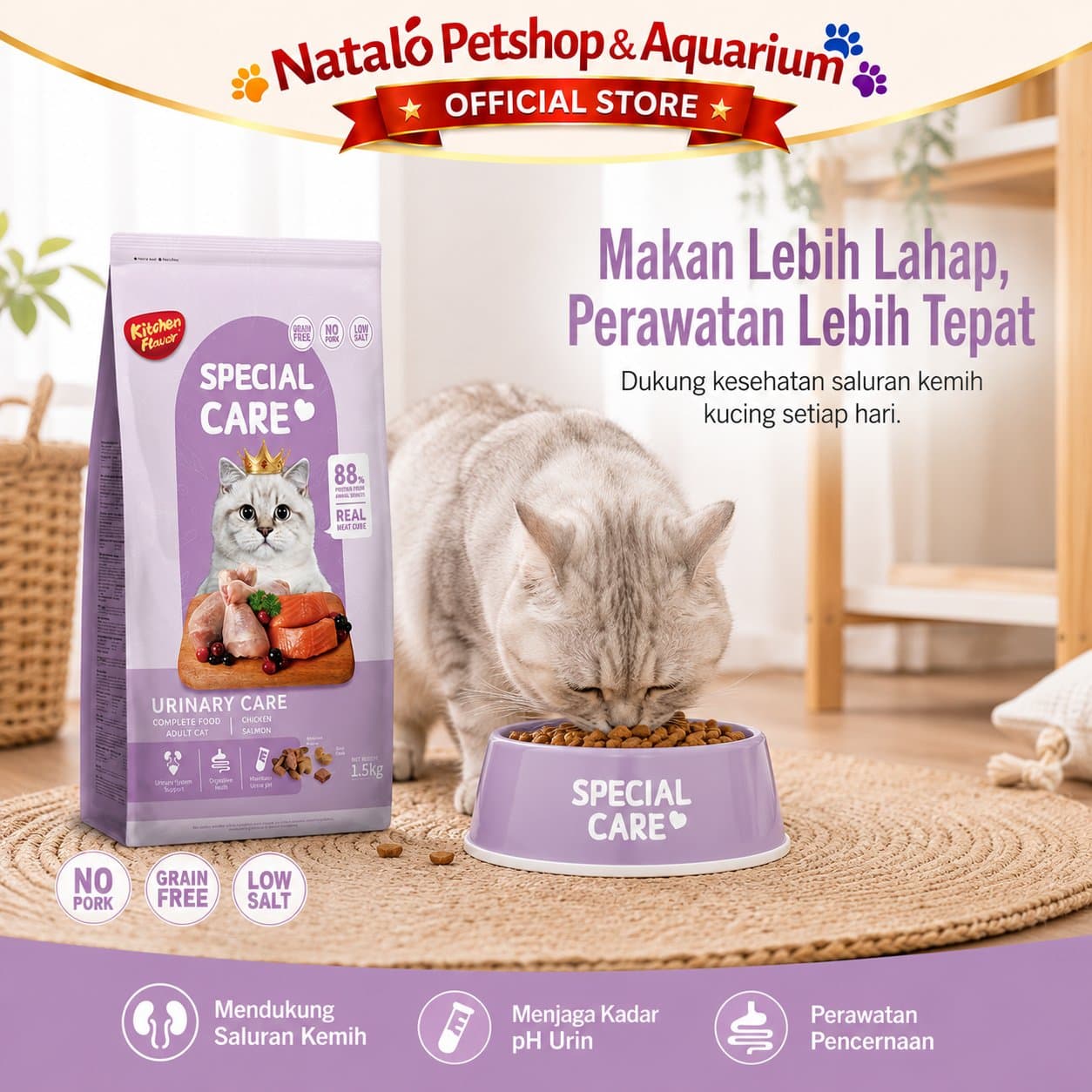 Kitchen Flavor Special Care Urinary Care Adult Cat Food 1.5KG - Makanan Kucing Dewasa untuk Kesehatan Kantung Kemih / FLUTD 1.5 KG - gambar 5