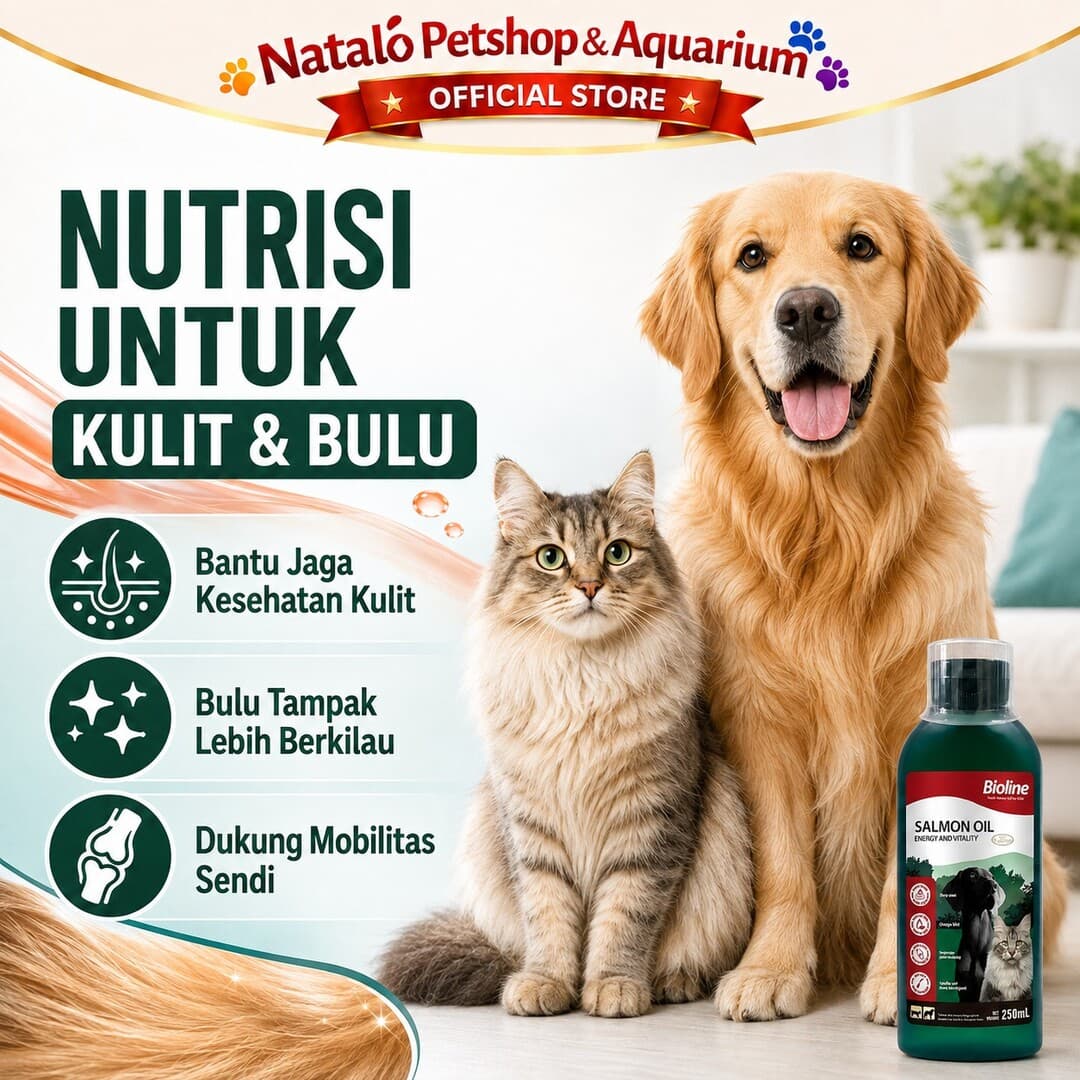Bioline Salmon Oil 250ml for Cat & Dog - Minyak Ikan Vitamin Suplemen Hewan Peliharaan Kucing Anjing - gambar 2