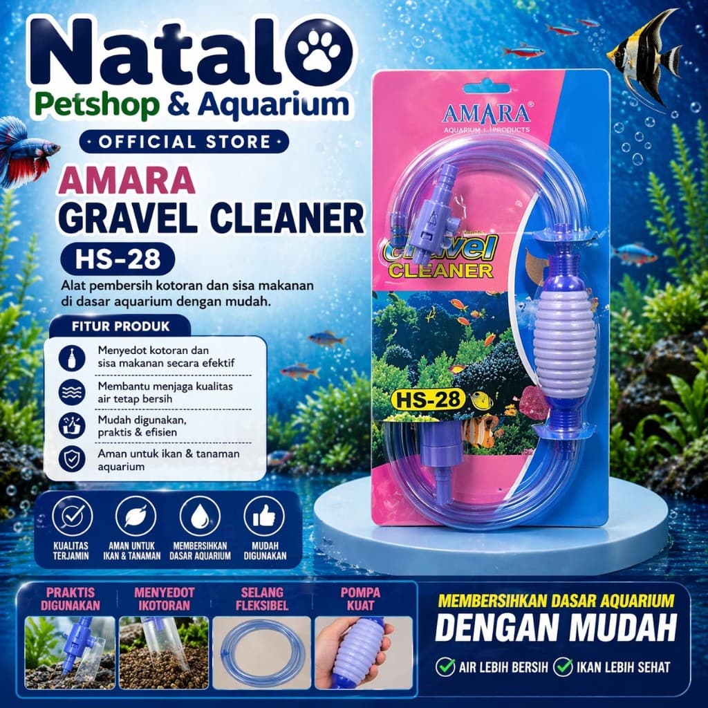 AMARA HS-28 Gravel Cleaner Pump - Penyedot Air / Handpump / Syphon Aquarium Kolam HS 28 - gambar 1