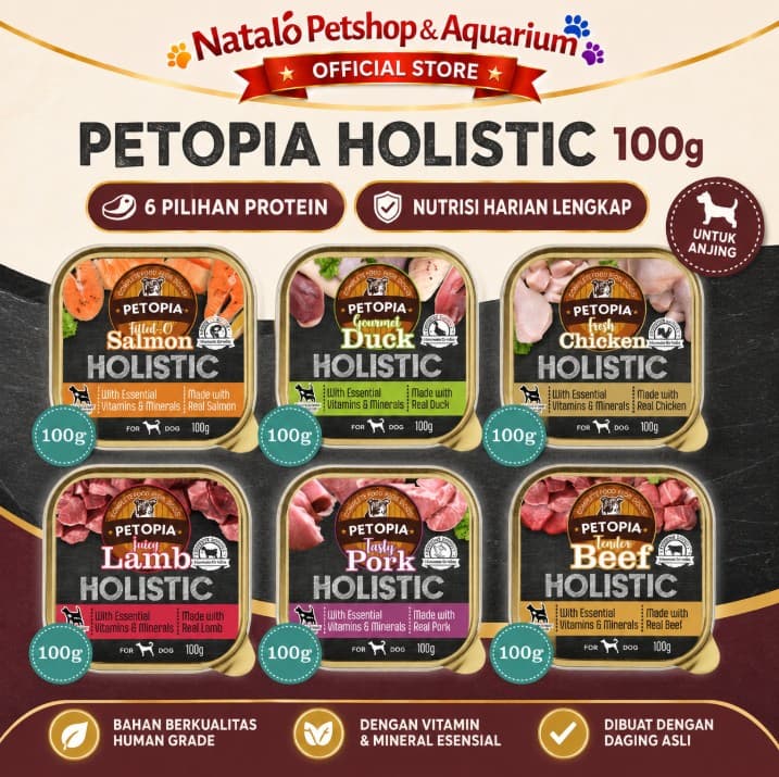 Petopia Holistic Tray 100Gr per DUS isi 24 PCS - Makanan Basah Anjing - Wet Dog Food Premium - gambar 2