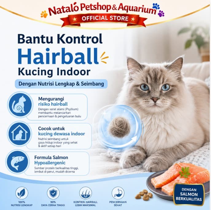 Reflex Plus Adult Cat Hairball & Indoor 1.5KG / Salmon Formula - Makanan Kucing Dewasa Super Premium rasa ikan - gambar 2