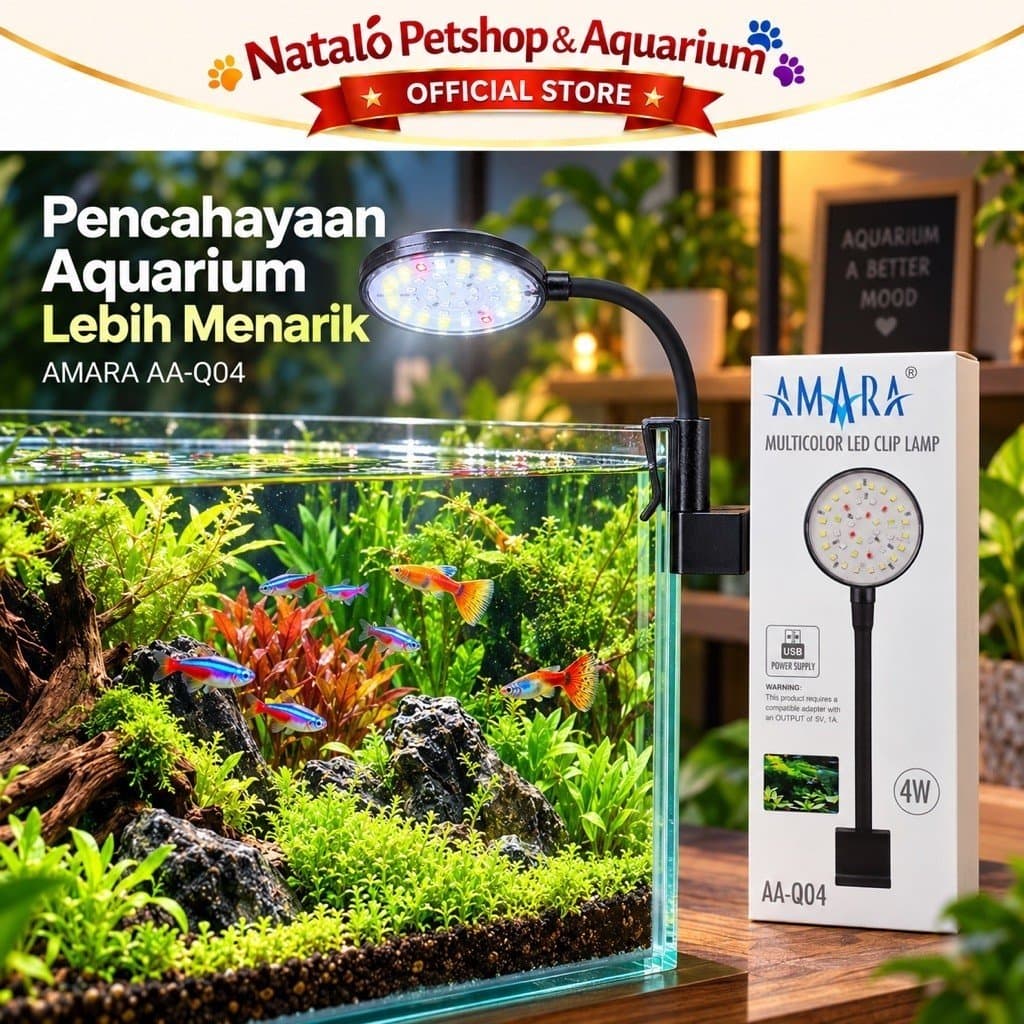 AMARA Multicolor Led Clip Lamp AA-Q04 - Lampu Led Aquarium Aquascape Jepit USB 3 MODE / Hemat AA Q04 Watt - gambar 5
