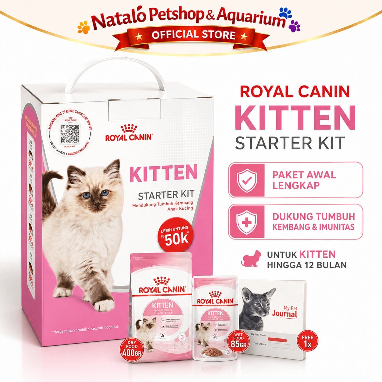 Royal Canin Kitten Starter Kit - Makanan Anak Kucing Paket Komplit 50% Lebih Murah - gambar 1