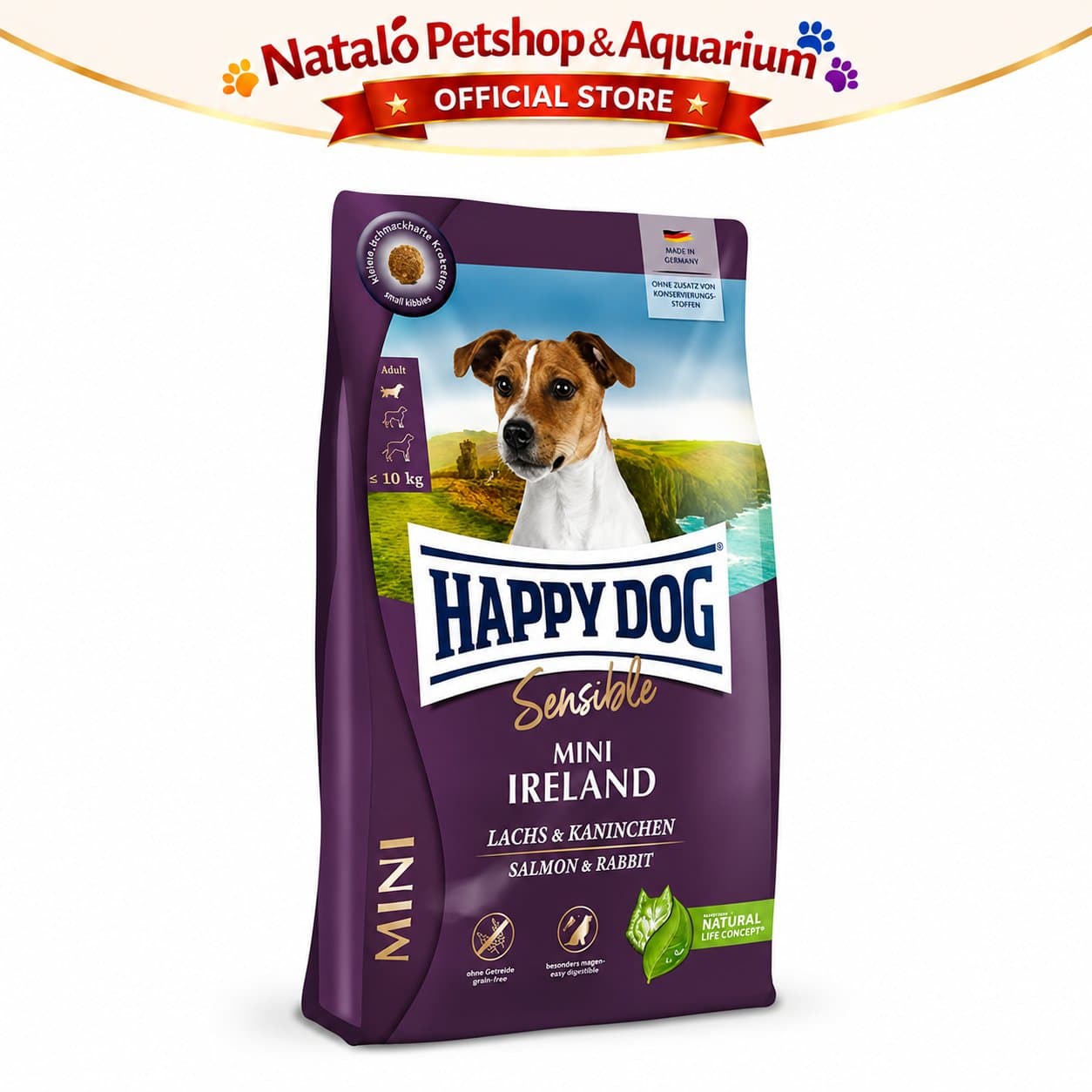Happy Dog Sensible Mini Ireland Salmon & Rabbit 800GR Small Breed Adult Dog Food - Makanan Anjing Dewasa Ras Mini Irland Super Premium 800 GR - gambar 6