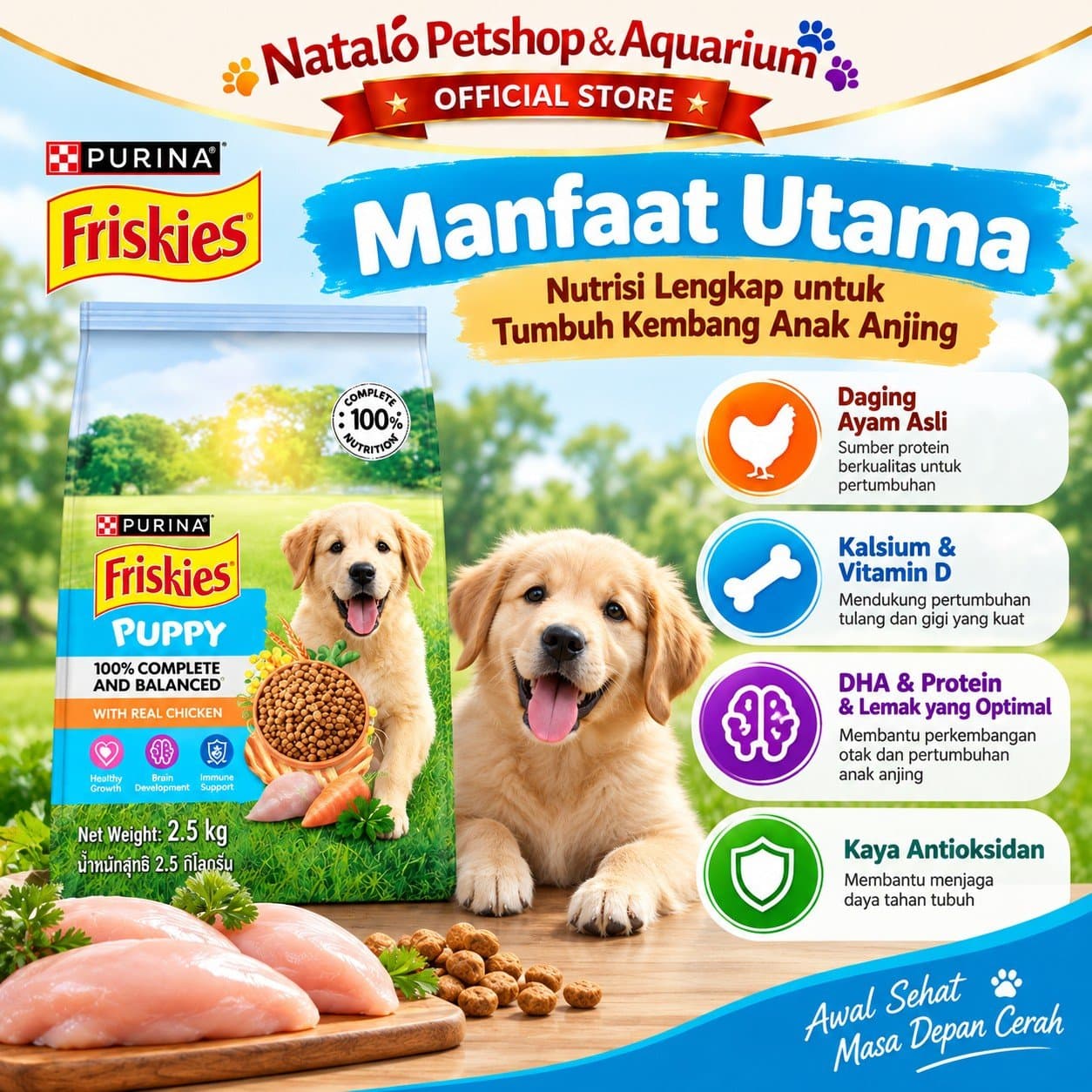 Friskies Puppy Dry Dog Food with Real Chicken 2.5KG - Makanan Kering Anak Anjing Purina Rasa Ayam 2.5 KG - gambar 2