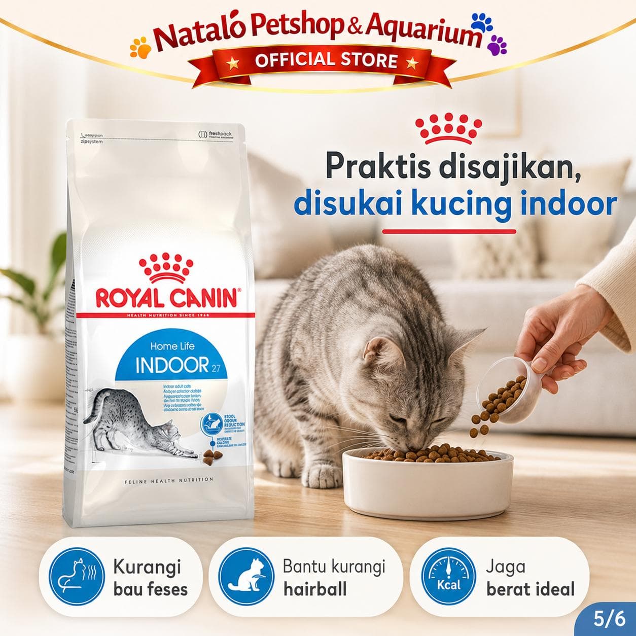 Royal Canin Home Life Indoor 27 Dry Cat Food 2KG - Makanan Kering Kucing Dewasa dalam Rumah 2 KG - gambar 5