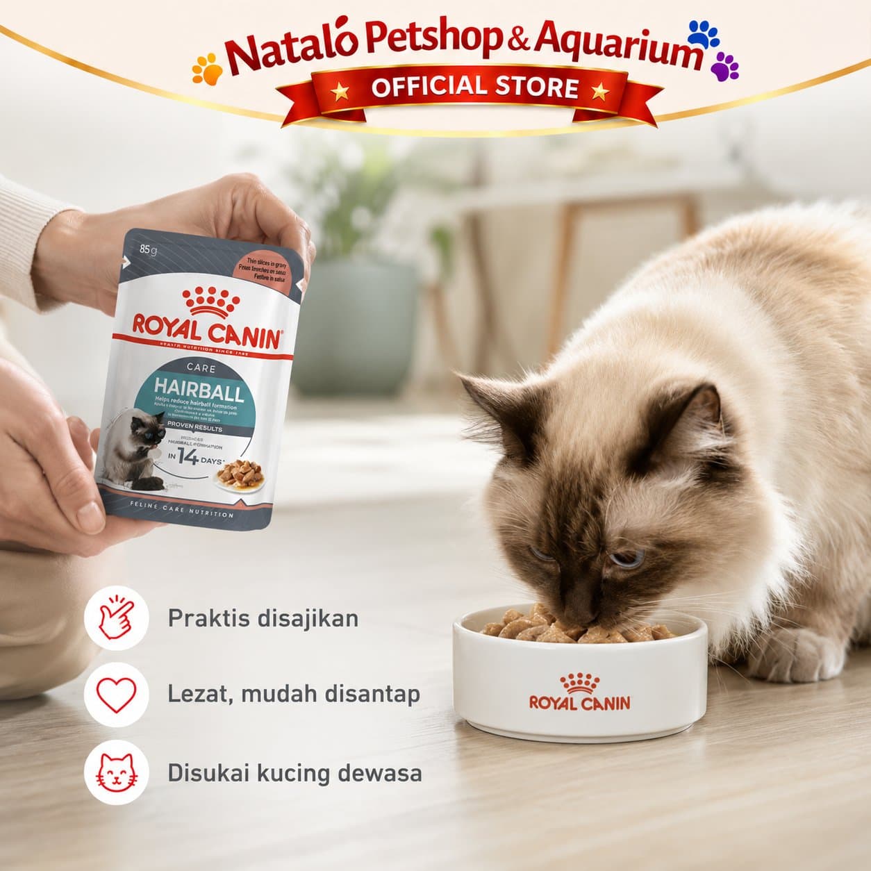 Royal Canin Hairball Care Pouch Wet Cat Food 1 BOX isi (12pcs X 85gr) - Makanan Basah Saset Kucing untuk Hair Ball - gambar 5