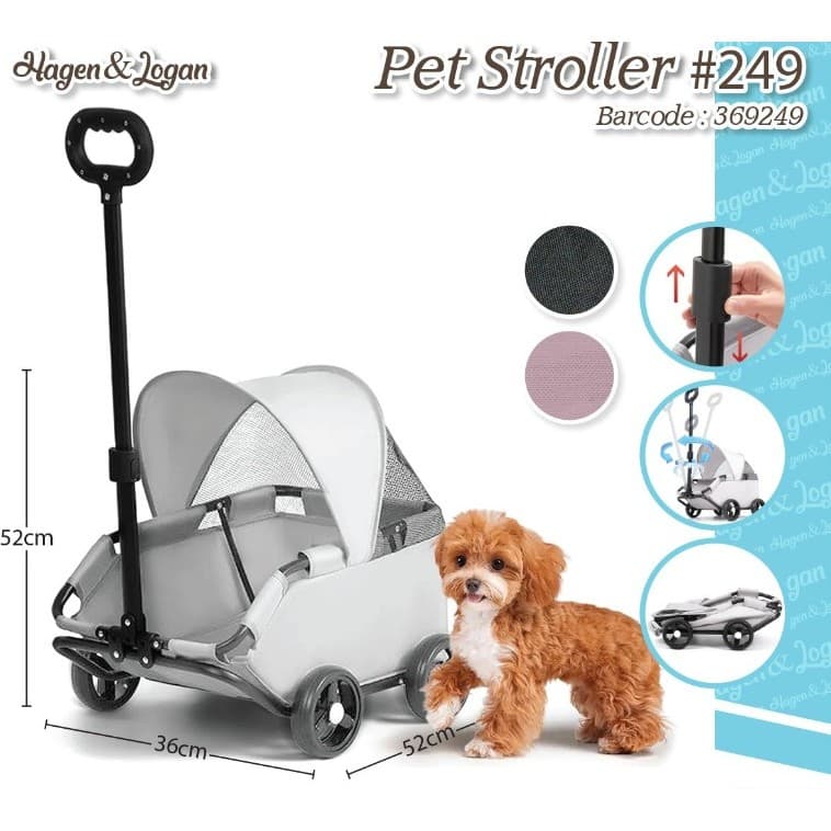 PET STROLLER FOR PET 249 - Cargo / Kennel Buat Jalan Jalan Hewan/ Cat Dog Rabbit / Stroler Kucing Anjing Kelinci - Kotak Roda Bahan Kain Premium / Foldable / Bisa Di Lipat