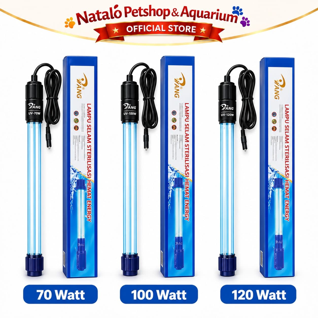 YANG Lampu UV Sterilizer Celup Kolam Koi Aquarium 70 Watt 100 Watt 120 Watt UV Light Ultraviolet Sterilisasi Air Anti Alga Air Hijau Untuk Filter Kolam Ikan - gambar 6