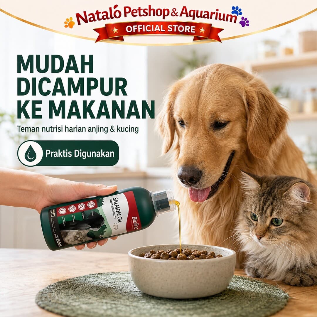Bioline Salmon Oil 250ml for Cat & Dog - Minyak Ikan Vitamin Suplemen Hewan Peliharaan Kucing Anjing - gambar 5
