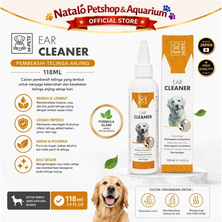 M-PETS EAR CLEANER DOG 118ML / Pembersih Telinga / Kuping Anjing / Kotoran Kotor - gambar 1