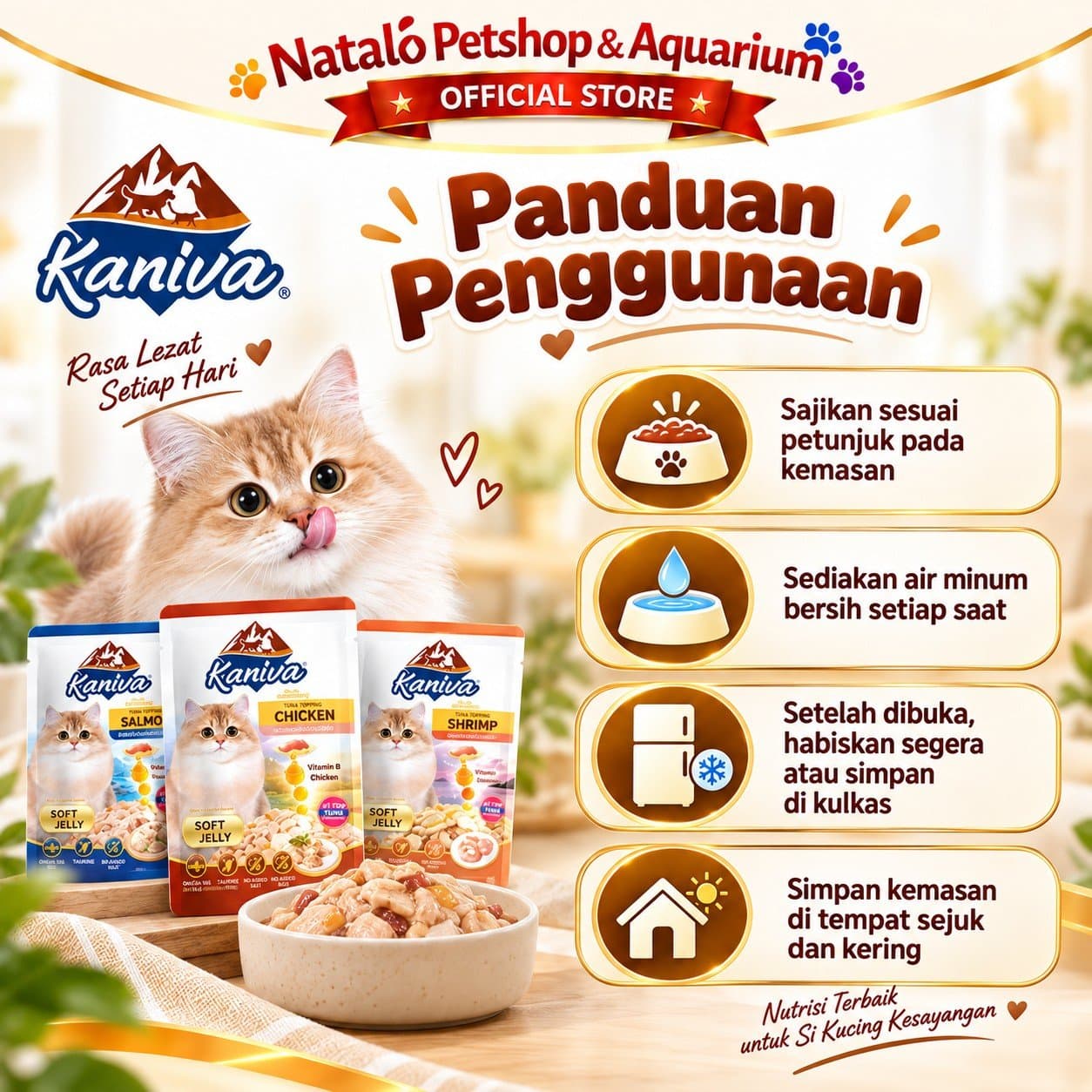 Kaniva Pouch 70GR Premium Wet Cat Food - Daging Makanan Basah Kucing Saset Sachet 70 GR Tuna Chicken Indoor Lobster Gravy Jelly Shrimp Shirasu Scallop Katsuobushi - gambar 5