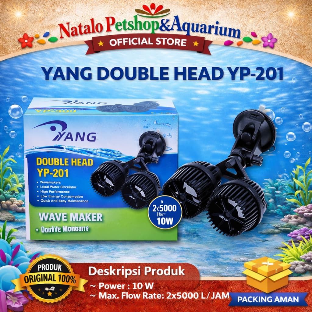 YANG YP-201 Wave Maker Double - Mesin YP 201 Pembuat Arus Ombak Air Aquarium Kolam Aquascape