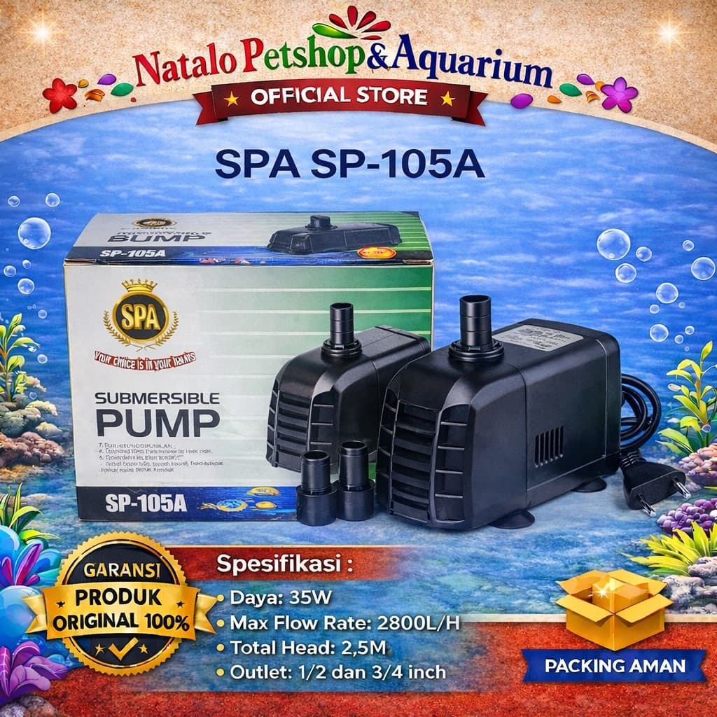 SPA SP-105A Submersible Pump - Mesin Pompa Air Celup SP 105A - Filter Aquarium Kolam Hidroponik - gambar 1
