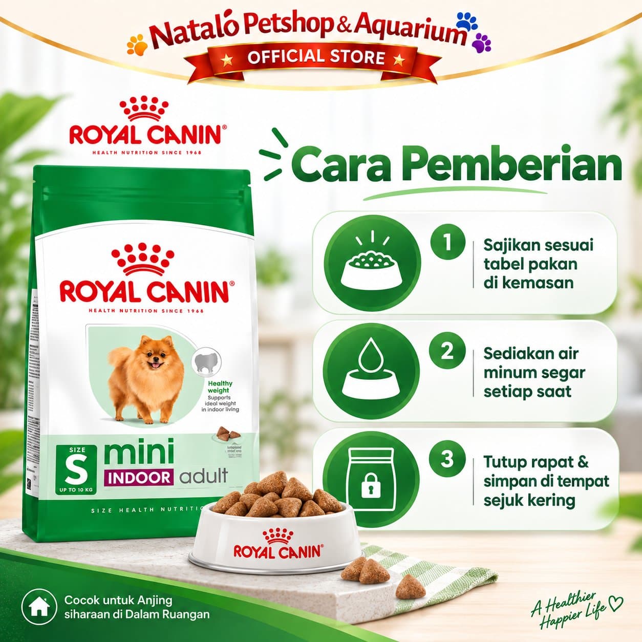Royal Canin Mini Indoor Adult 3KG Small Breed Dry Dog Food - Makanan Anjing Dewasa Kecil Rumahan Membantu Mengurangi Bau Feses 3 KG - gambar 3