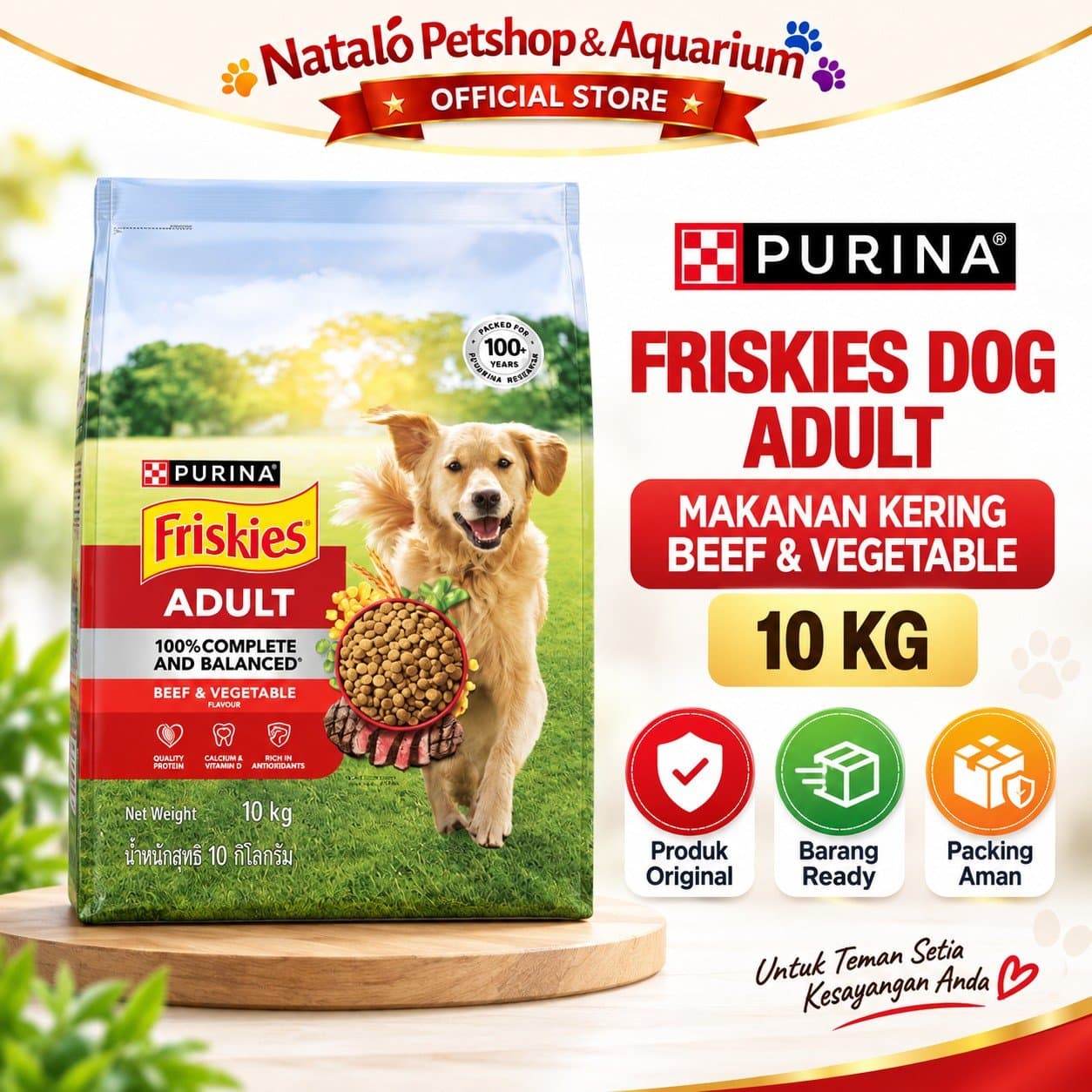 Friskies Beef & Vegetable 10KG Adult Dry Dog Food - Makanan Kering Anjing Dewasa Rasa Sapi & Sayur 10KG