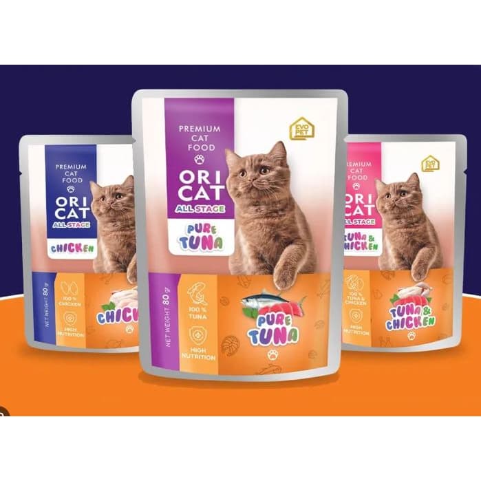 ORI CAT Pouch 80GR Sachet Makanan Basah Kucing Wet Food ORICAT SASET - gambar 1