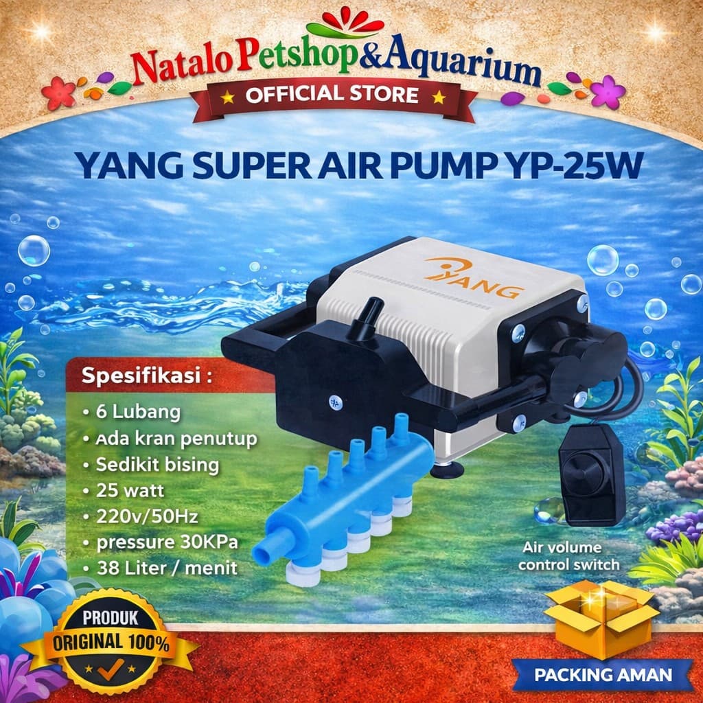 YANG YP-25W Super Air Pump - Mesin Pompa Udara YP 25W Aerator Aerasi Gelumbung Oksigen Aquarium Kolam