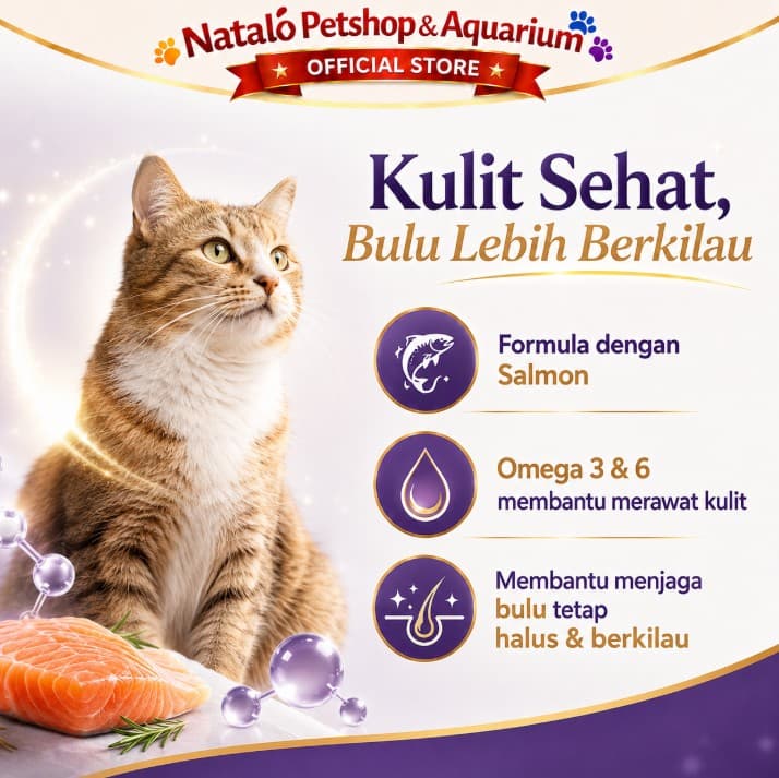 Reflex Plus Adult Cat Hair & Skin Coat Care 1.5KG - Makanan Super Premium Kucing untuk Kulit dan Bulu Lebat - gambar 2