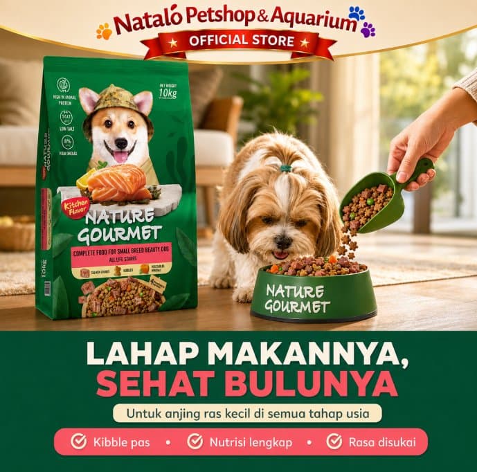 Kitchen Flavor Dog Small Breed SALMON 10KG Beauty Coat - Makanan Kering Anjing Beautifying Premium Food Kibble Kecil 10 KG Nature Gourmet All Life Stages - gambar 5