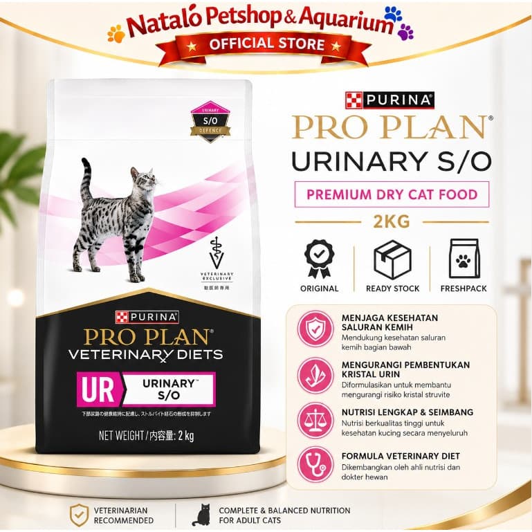 PRO PLAN Veterinary Diets Urinary S/O UR 2KG Adult Cat Food - Makanan Kucing Dewasa PROPLAN untuk Pengobatan Saluran Kencing Kemih FLUTD Freshpack 2 KG - gambar 1