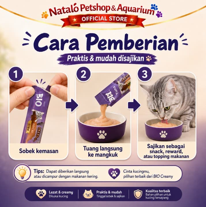 Bio Creamy per box isi 12 pcs stick 4x15Gr Cat Kitten Liquid Snack Baim Wong Jajanan Kucing - gambar 4