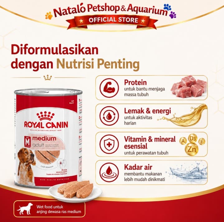Royal Canin Medium Adult 410GR Wet Dog Food - Makanan Basah Anjing Ras Sedang 410 GR Kaleng - gambar 4