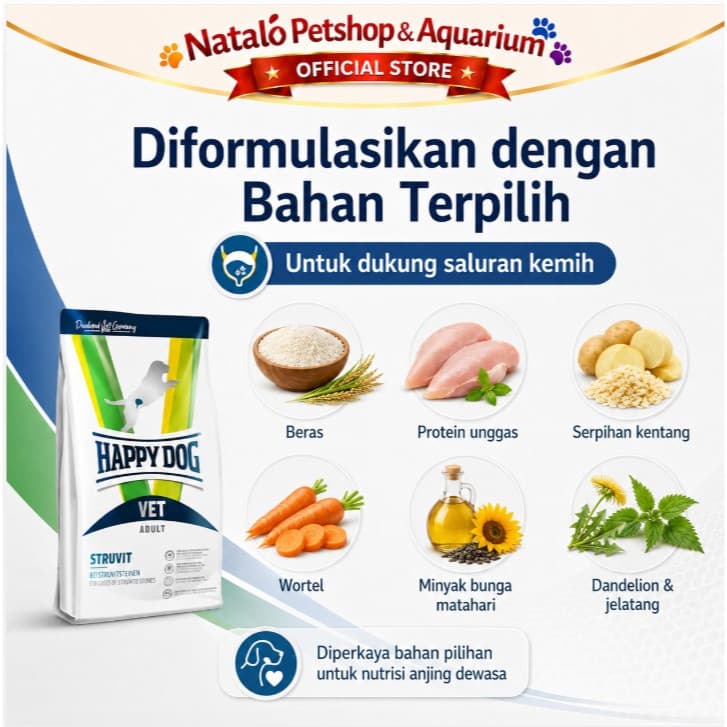 Happy Dog Vet Struvit 1KG Urinary S/O Adult Dog Food - Makanan Anjing Dewasa untuk Pengobatan Saluran Kencing Kemih FLUTD 1 KG - gambar 4
