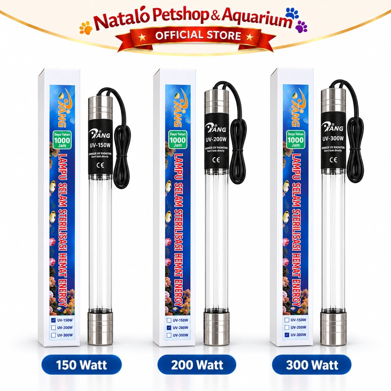 YANG Lampu UV High Watt Sterilizer Celup Kolam Koi Aquarium 150 Watt 200 Watt 300 Watt Ultraviolet Sterilisasi Air Anti Alga Air Hijau Filter Kolam Ikan - gambar 6