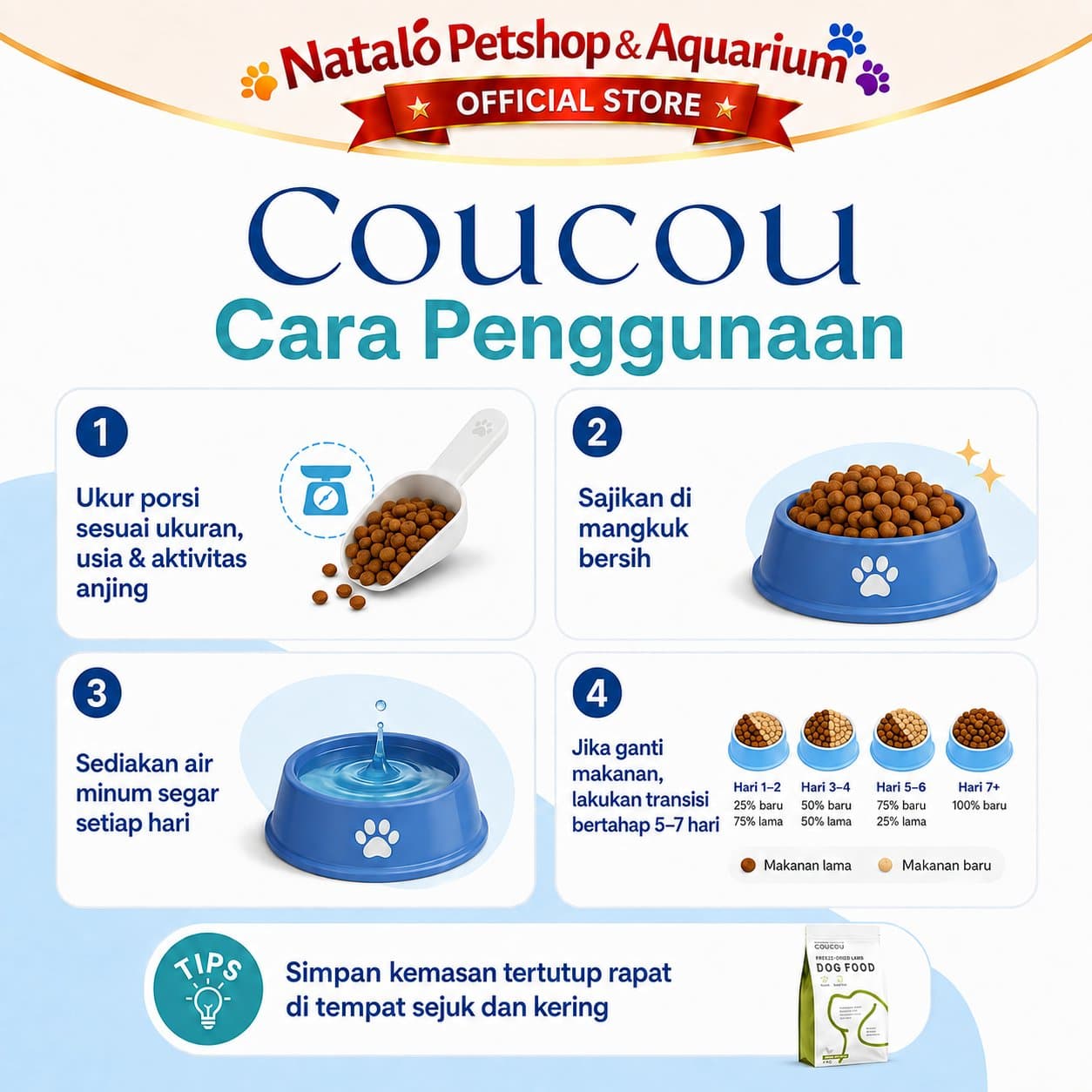 COUCOU Freeze Dried Raw Dog Food Lamb / Beef 1KG All Life Stages - Makanan Anjing Kering Cou Cou Rasa Domba / Sapi Semua Umur 1 KG - gambar 3